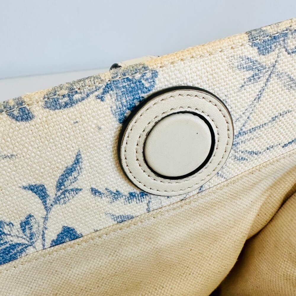 GUCCI JAPAN EXCLUSIVE TOILE BLUE AND WHITE FLORAL CANVAS AND LEATHER TOTE ITALY - Picture 11 of 13